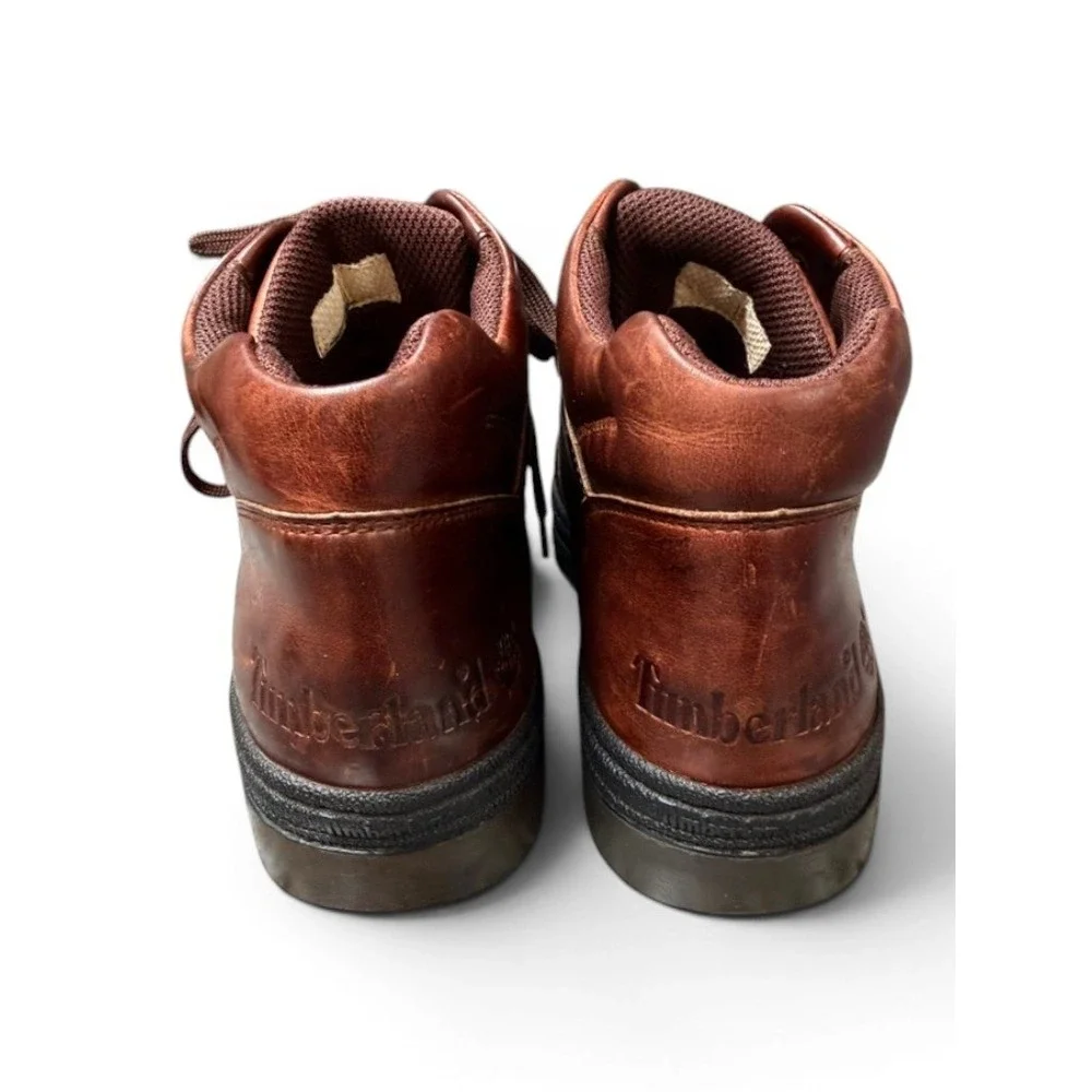 TIMBERLAND‎ Brown Leather Hiking Boots Moc Toe Lug Sole Men's 9–9.5